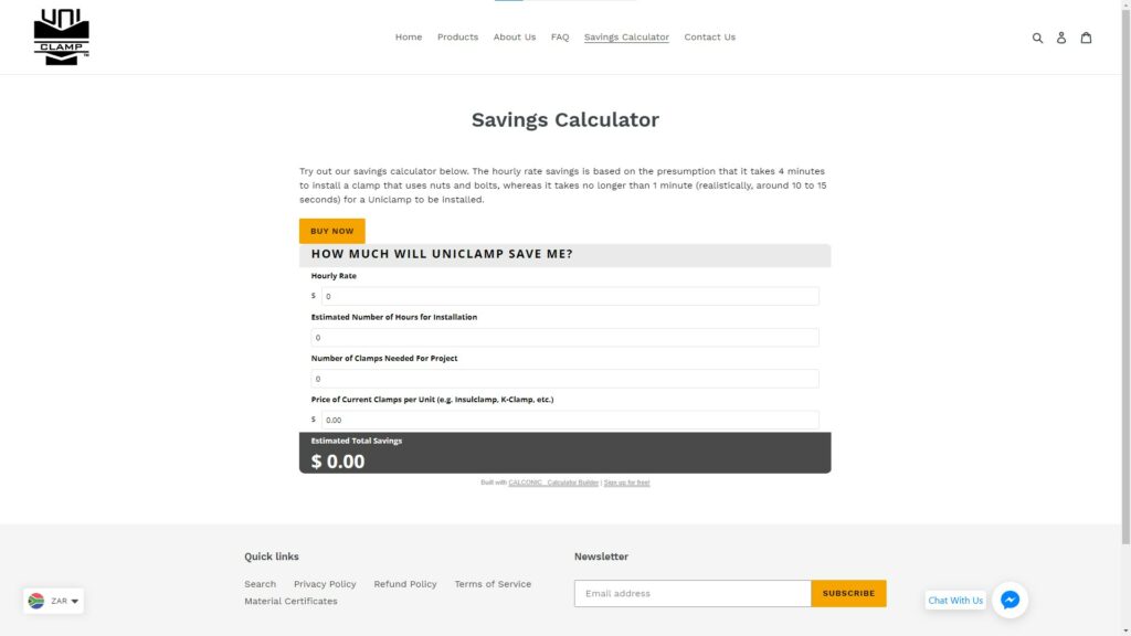 Uniclamp USA Interactive Calculator